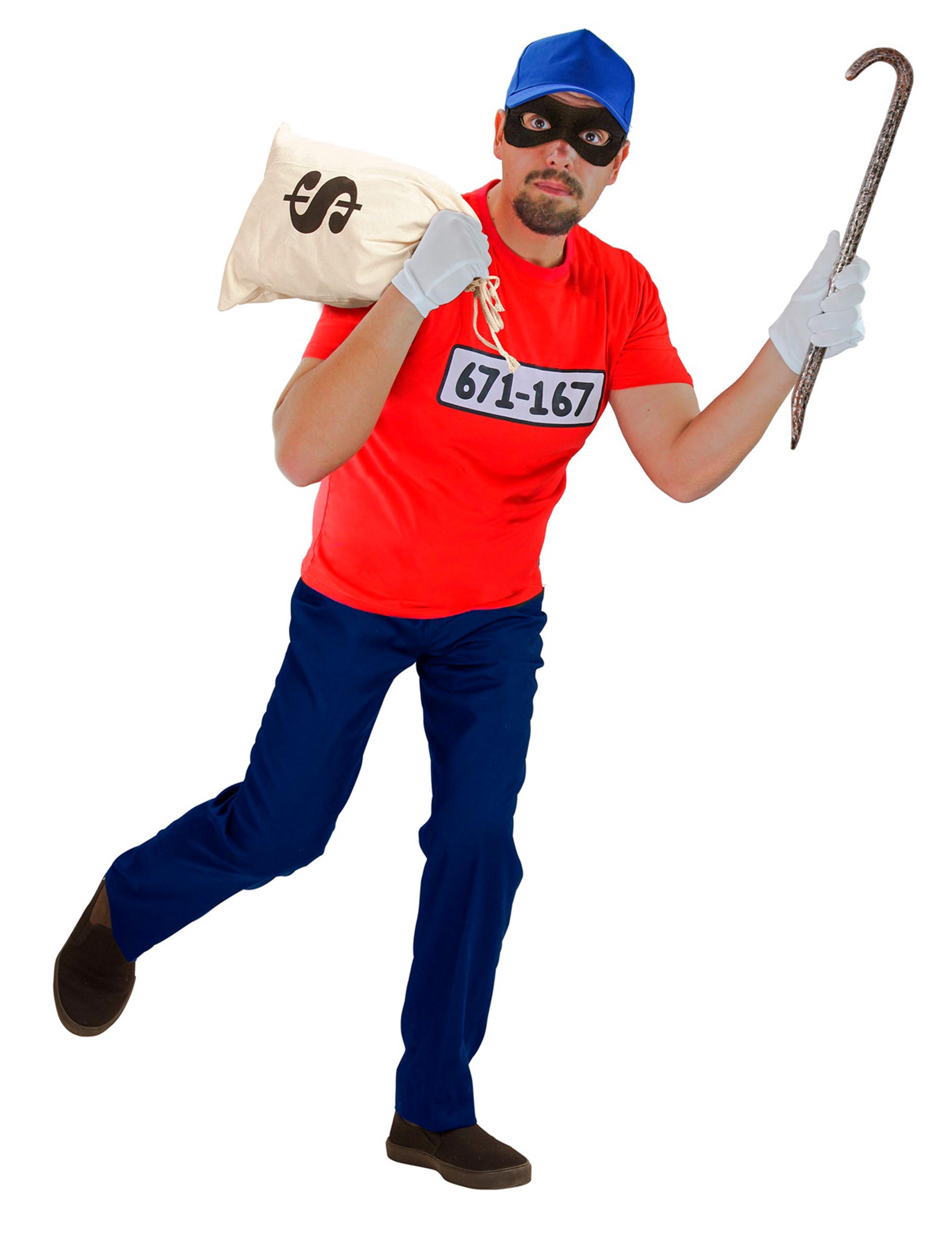 Einbrecherkostüm für Herren rot