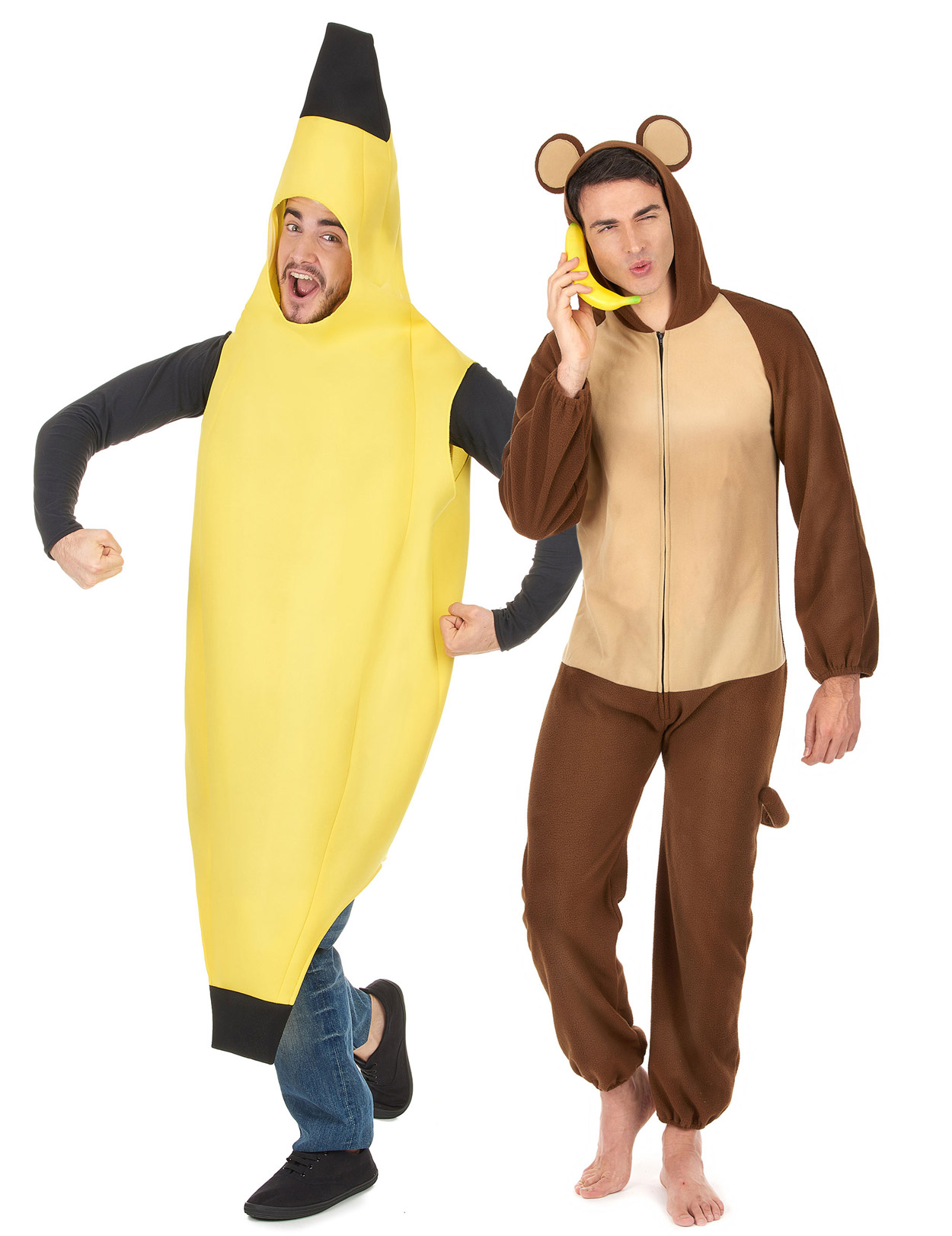 Affe und Banane-Paarkostüm für Erwachsene Karneval braun-gelb
