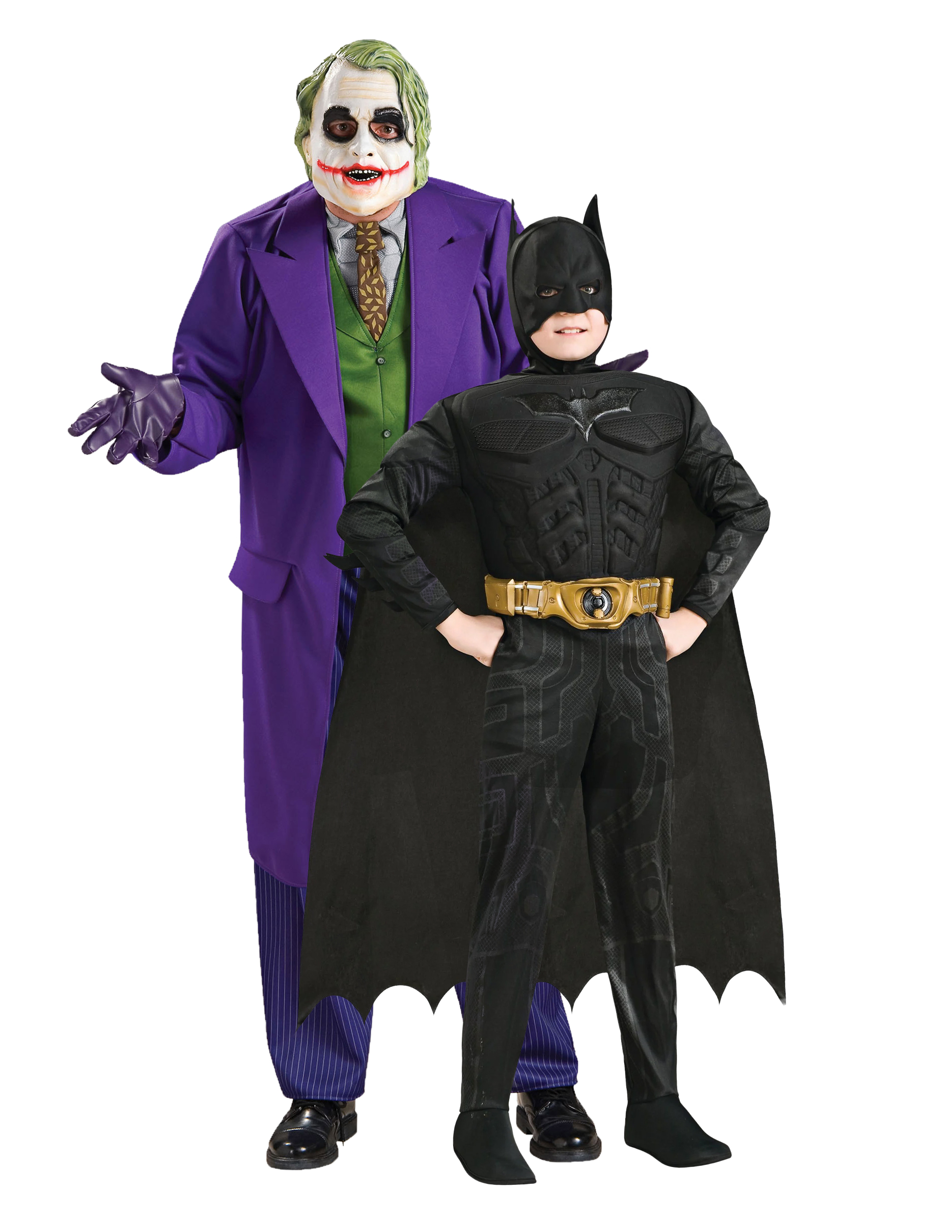 Joker und Batman Paarkostüm Eltern-Kind