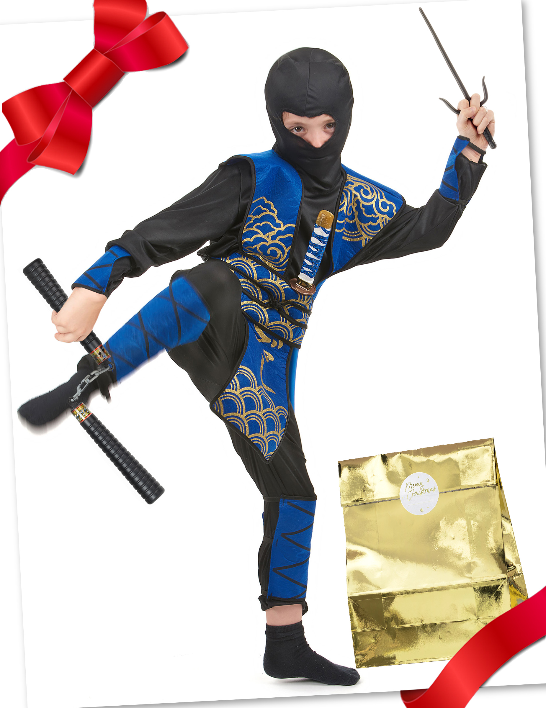 Ninja Geschenkbox für Kinder mit coolem Ninja-Zubehör 7-teilig bunt