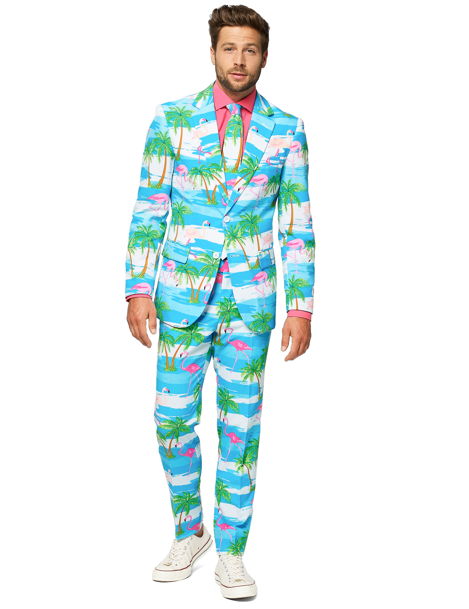 Opposuits-Herrenanzug Flamingo Karneval hellblau