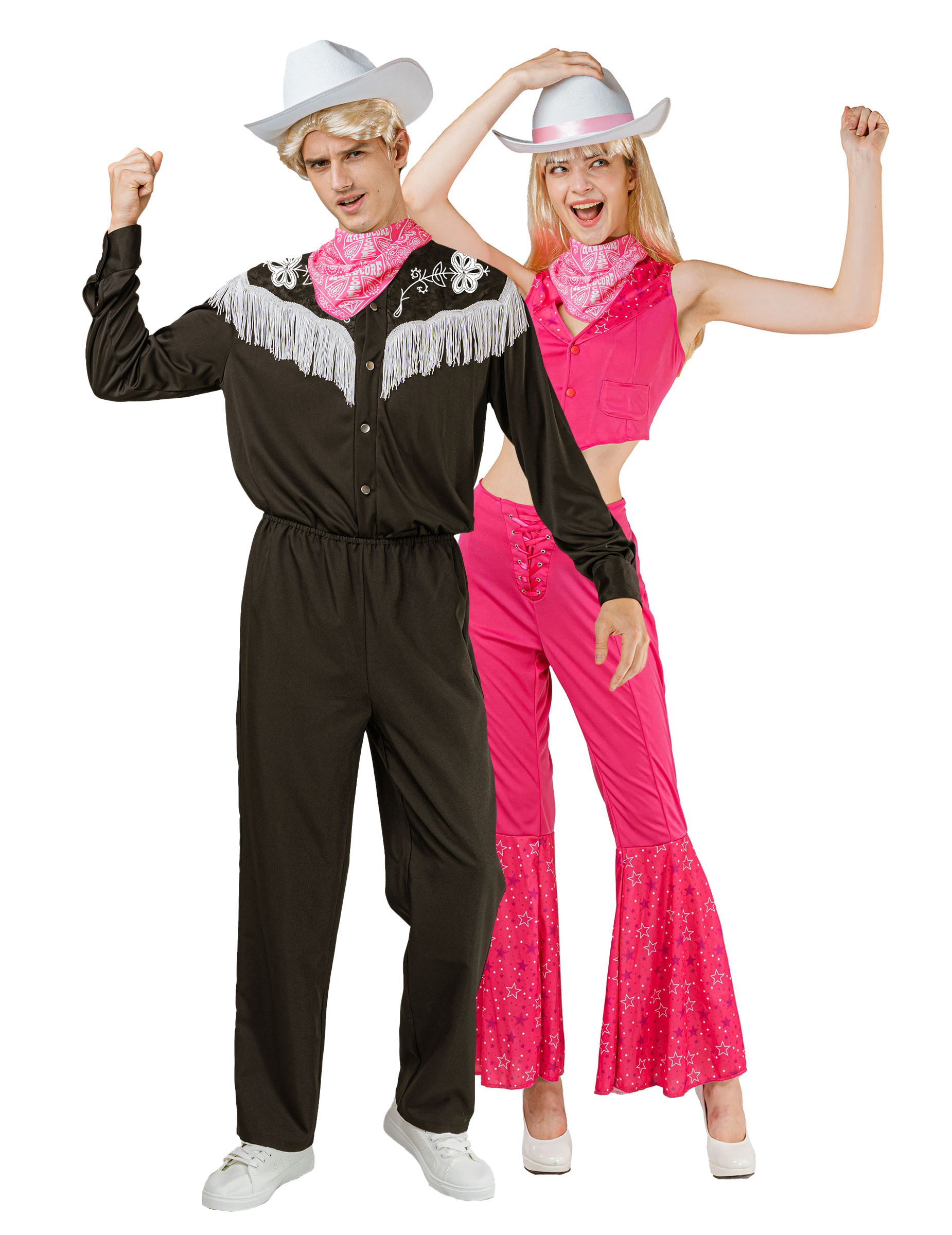 Paarkostüm Cowboy und Cowgirl pink