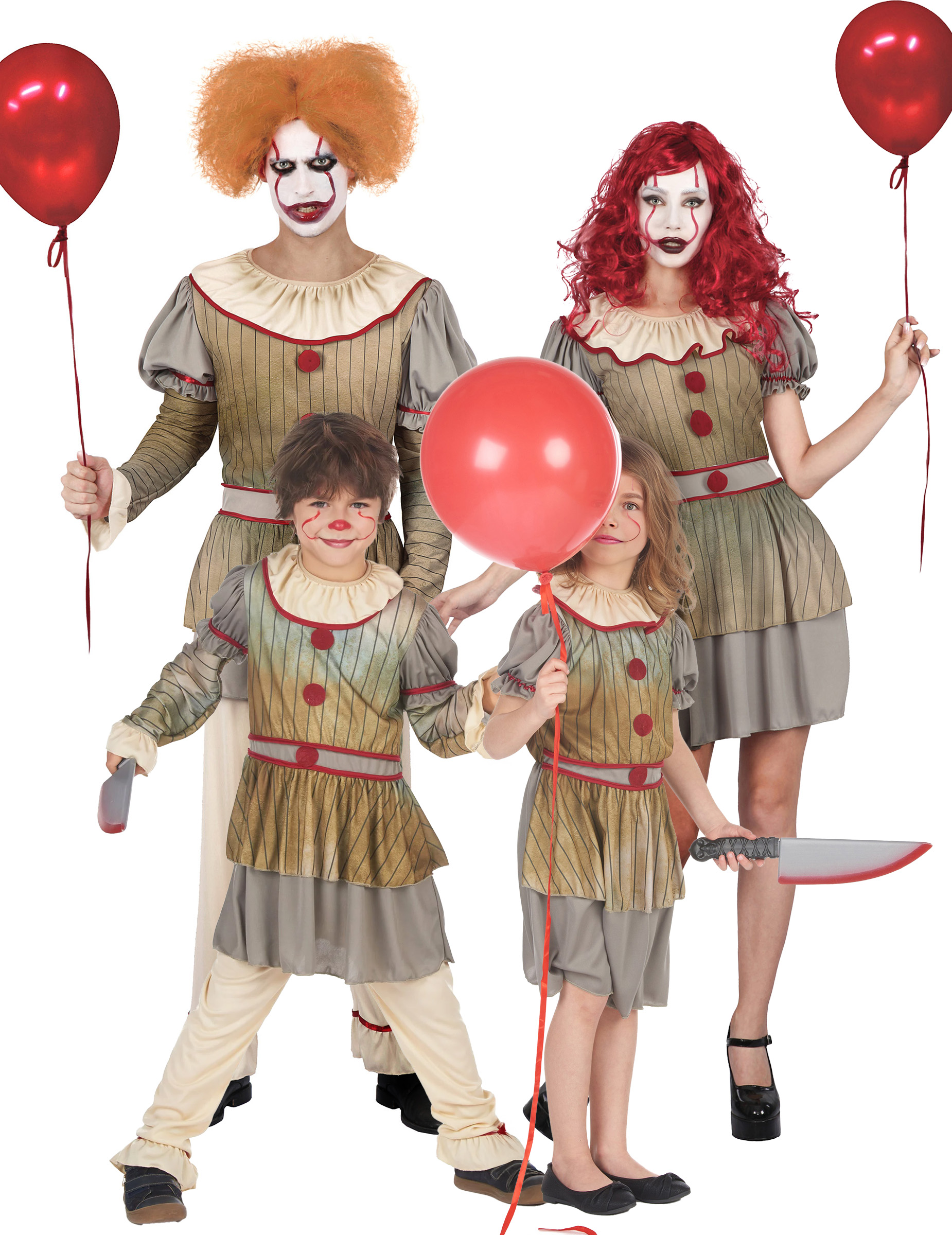Schauriges Clown Familienkostüm