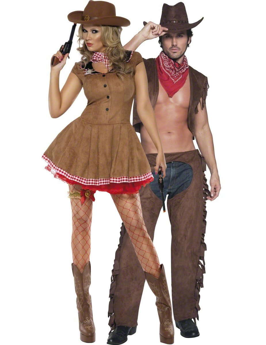 Sexy Cowboy-Paarkostüm für Erwachsene, braun