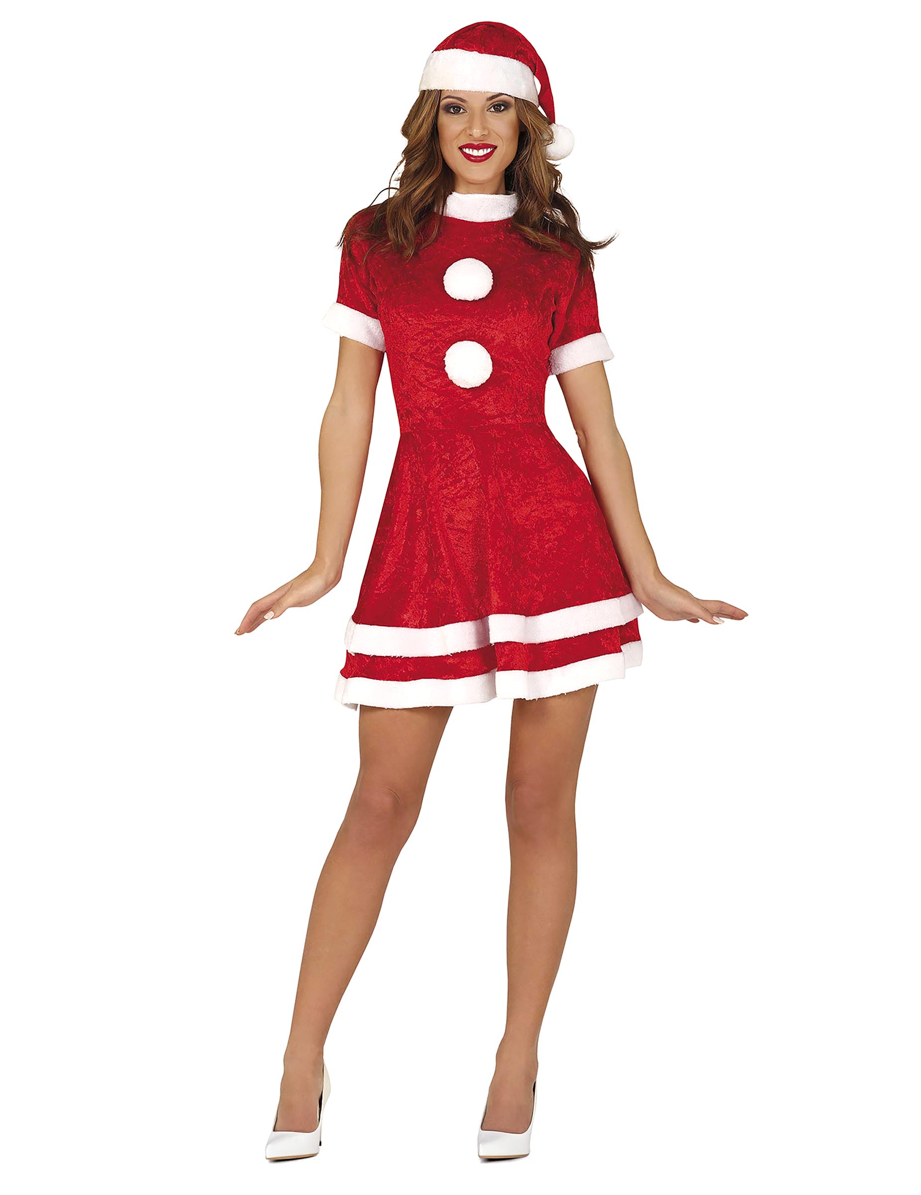 Sexy Weihnachtsfrau-Kostüm Nikolaus-Kostüm Damen rot-weiss