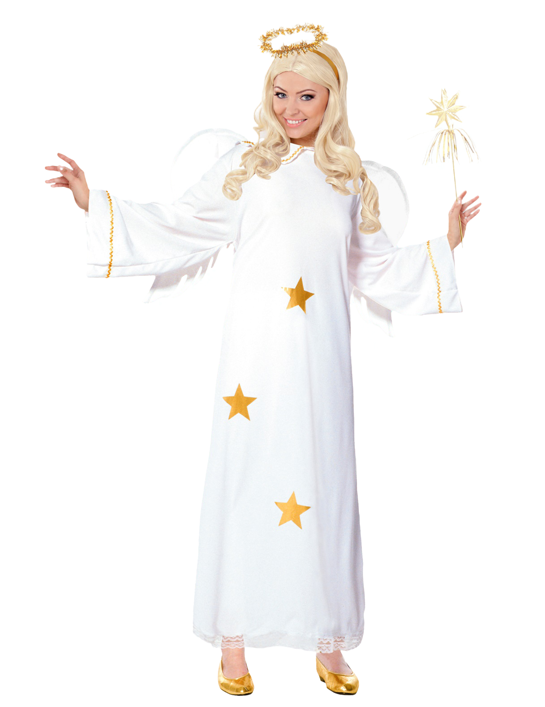 Weihnachtlicher Engel Damenkostüm weiss-gold