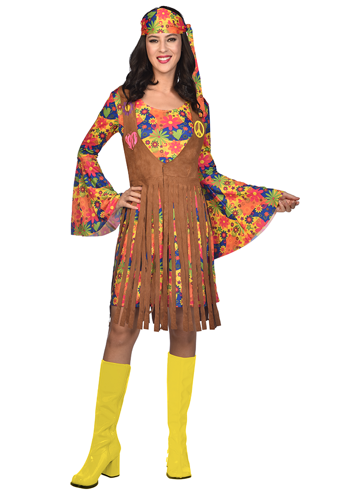70er Jahre Hippie Girl Sunny Damenkostüm - Damen 42/44 bunt | Karneval & Fasching | Kostüme.com