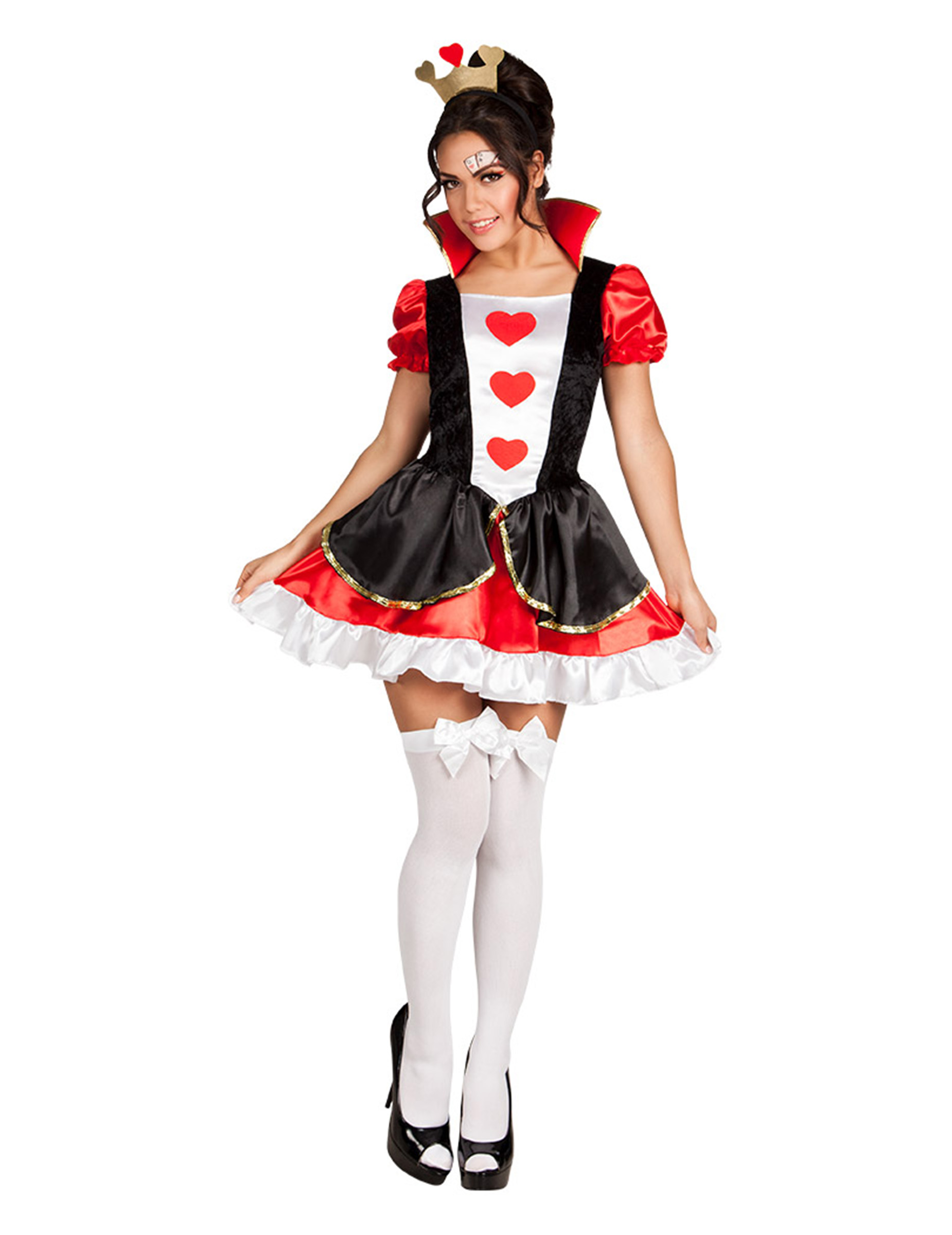 Sexy Herzkönigin-Kostüm für Damen schwarz-rot