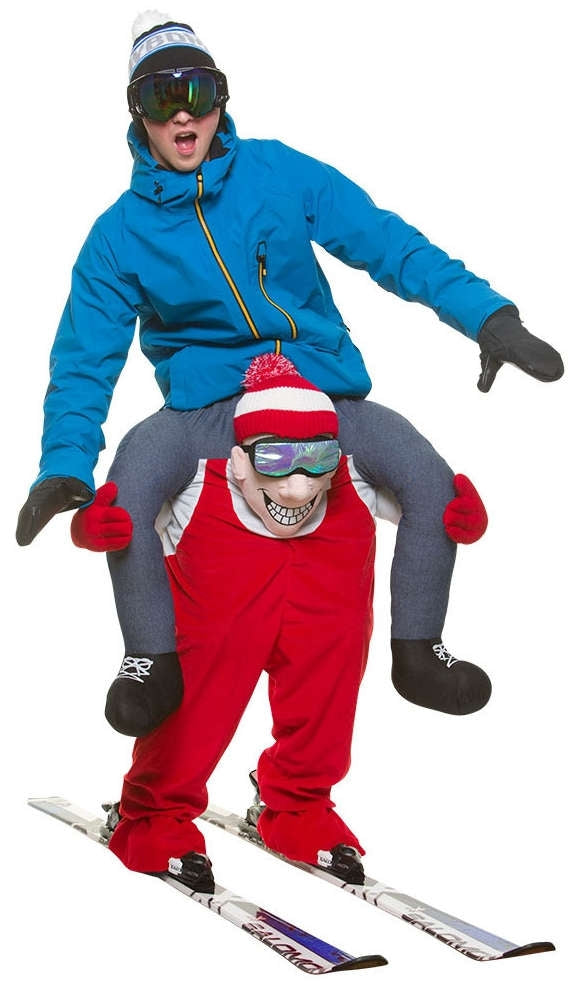 Skifahrer Huckepack Kostüm - Einheitsgröße (S-L) rot-weiß | Karneval & Fasching | Kostüme.com