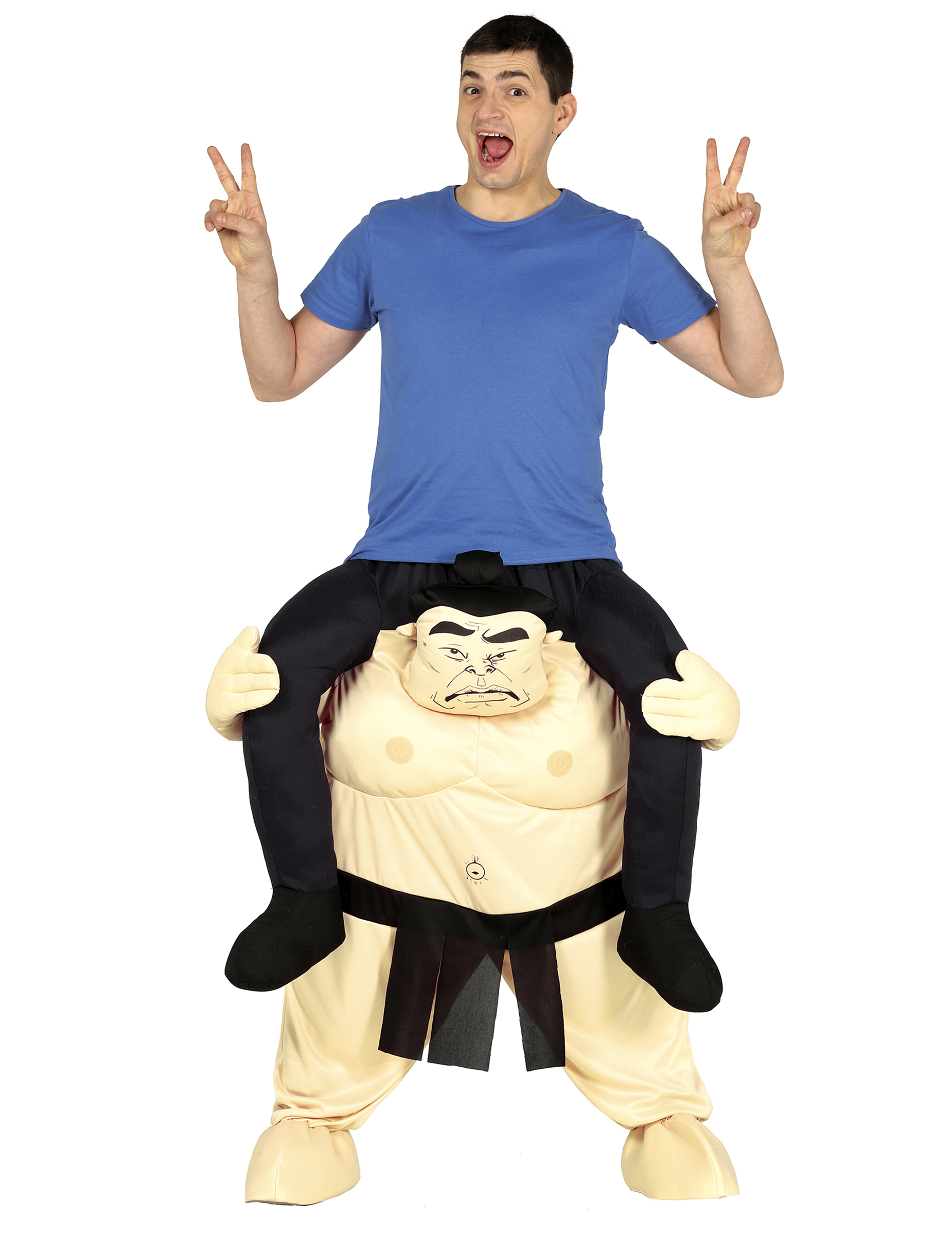 Sumoringer Huckepack-Kostüm beige-schwarz