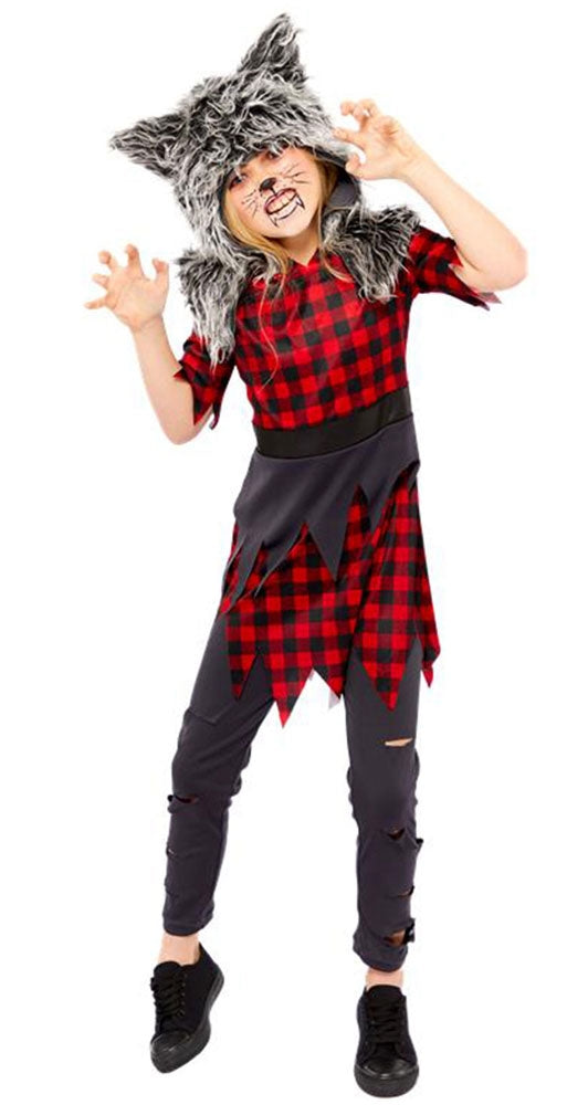 Fräulein Werwolf Mädchenkostüm - Kinder 3-4 Jahre rot-schwarz | Karneval & Fasching | Kostüme.com