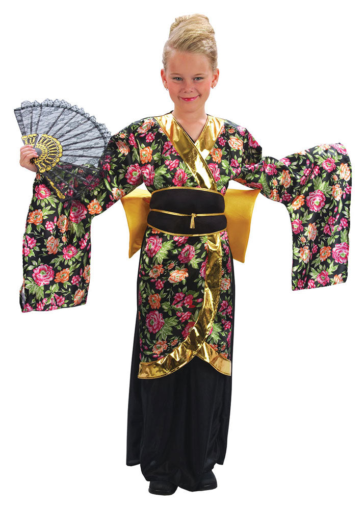 Geisha Emiyo Kinderkostüm - M schwarz-gold | Karneval & Fasching | Kostüme.com