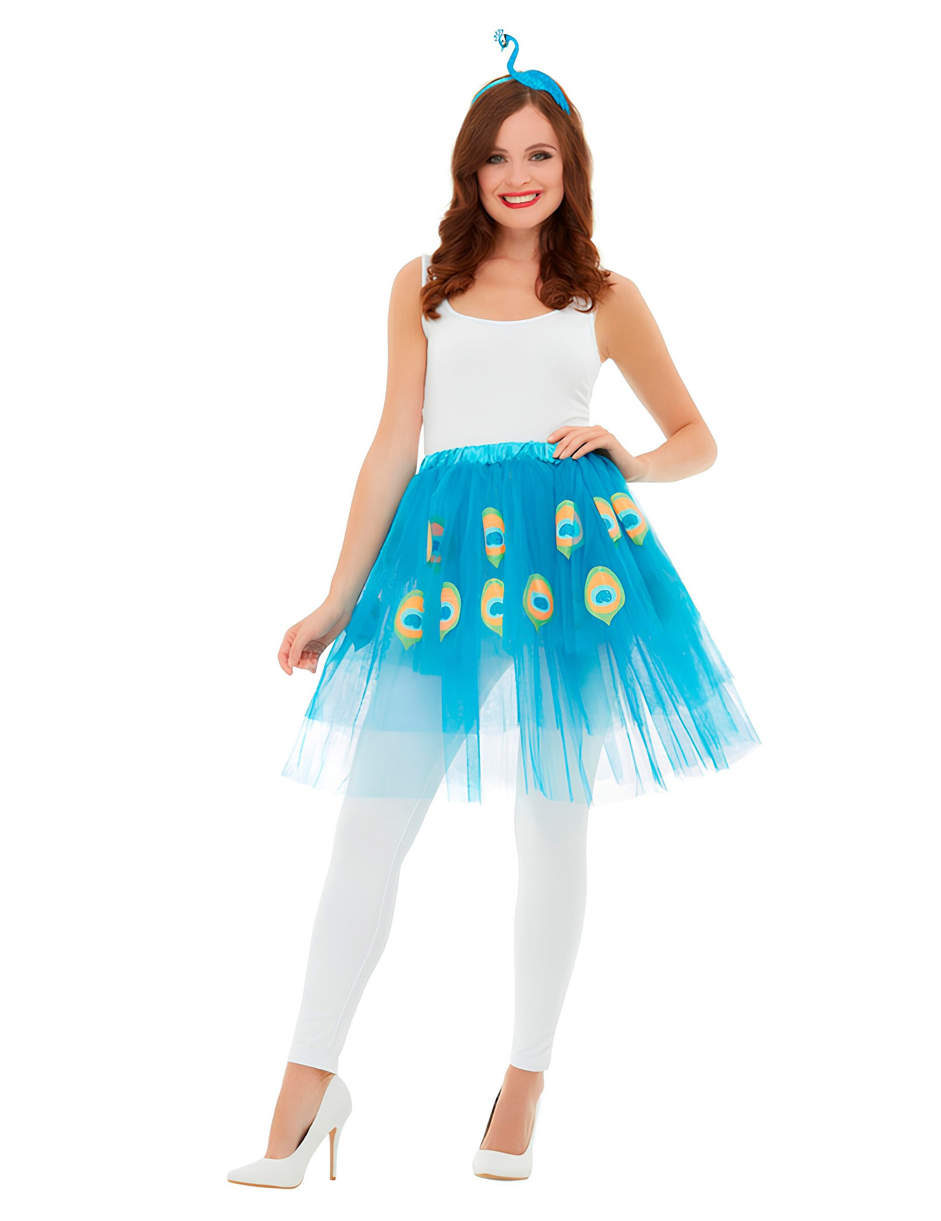 Pfau-Accessoire-Set Rock mit Haarreif türkisfarben