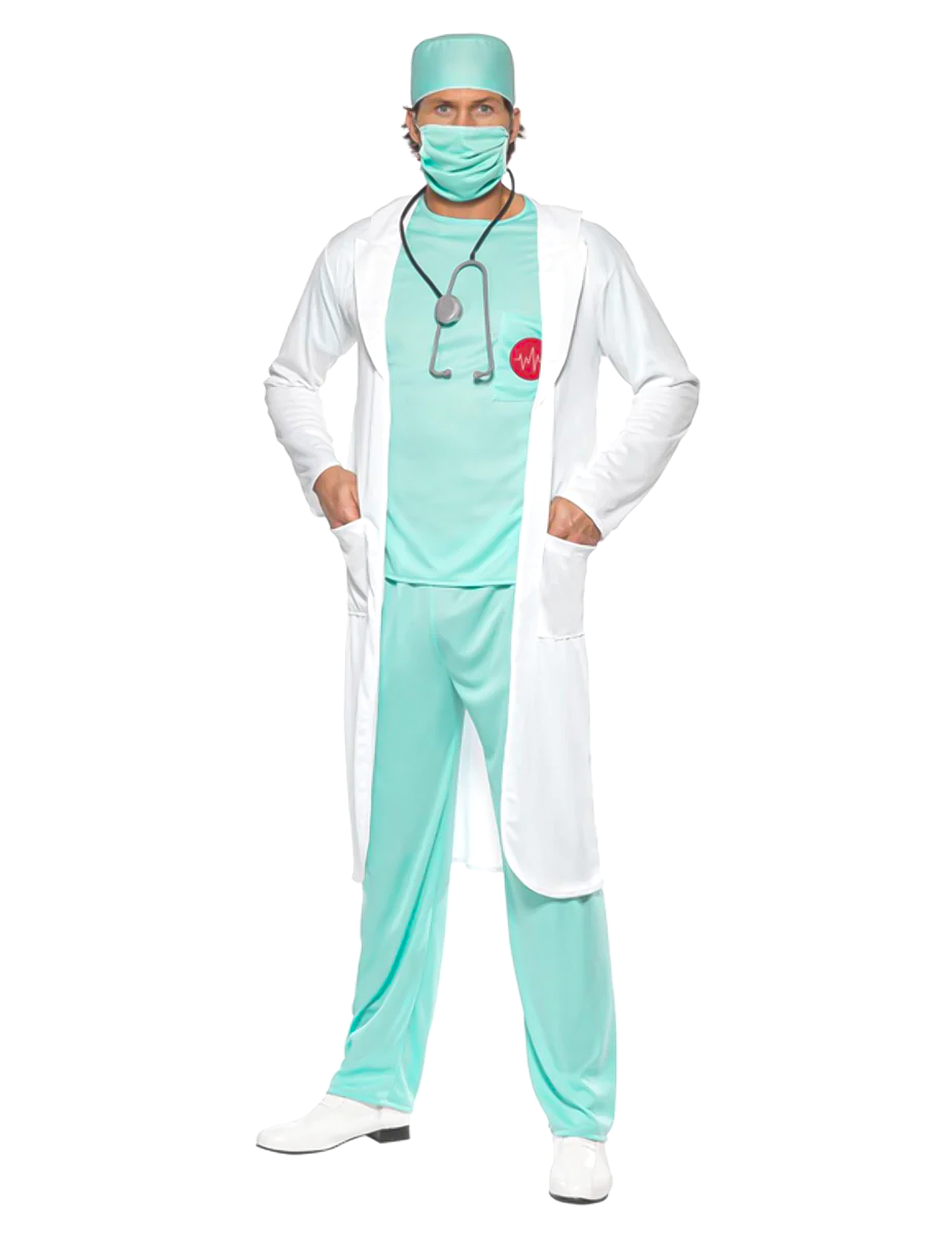 Arzt-Kostüm Berufskostüm für Fasching blau-weiss