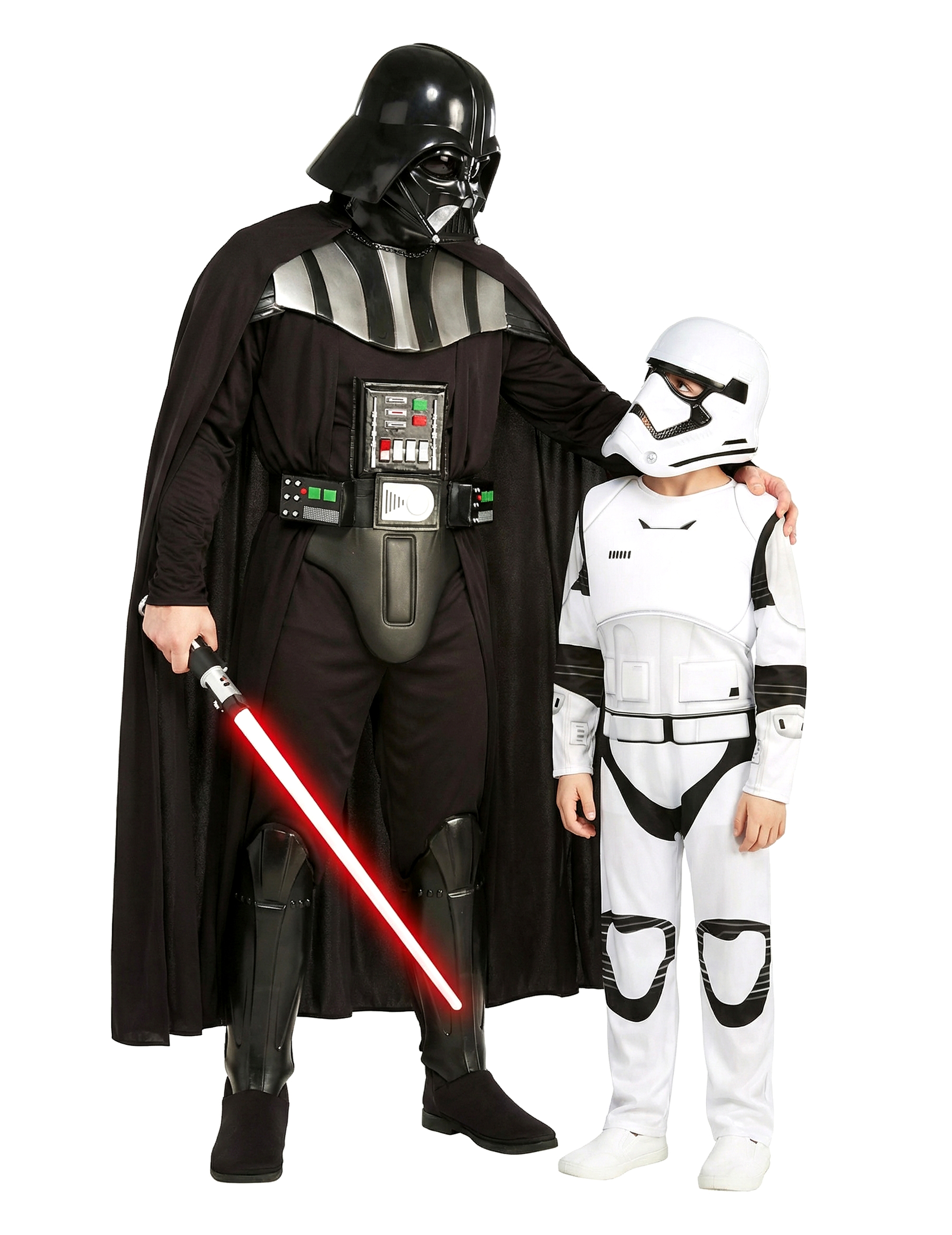 Darth Vader und Stormtrooper Partnerkostüm Eltern Kind - Star Wars Kostümset für Karneval, Halloween + Mottoparty
